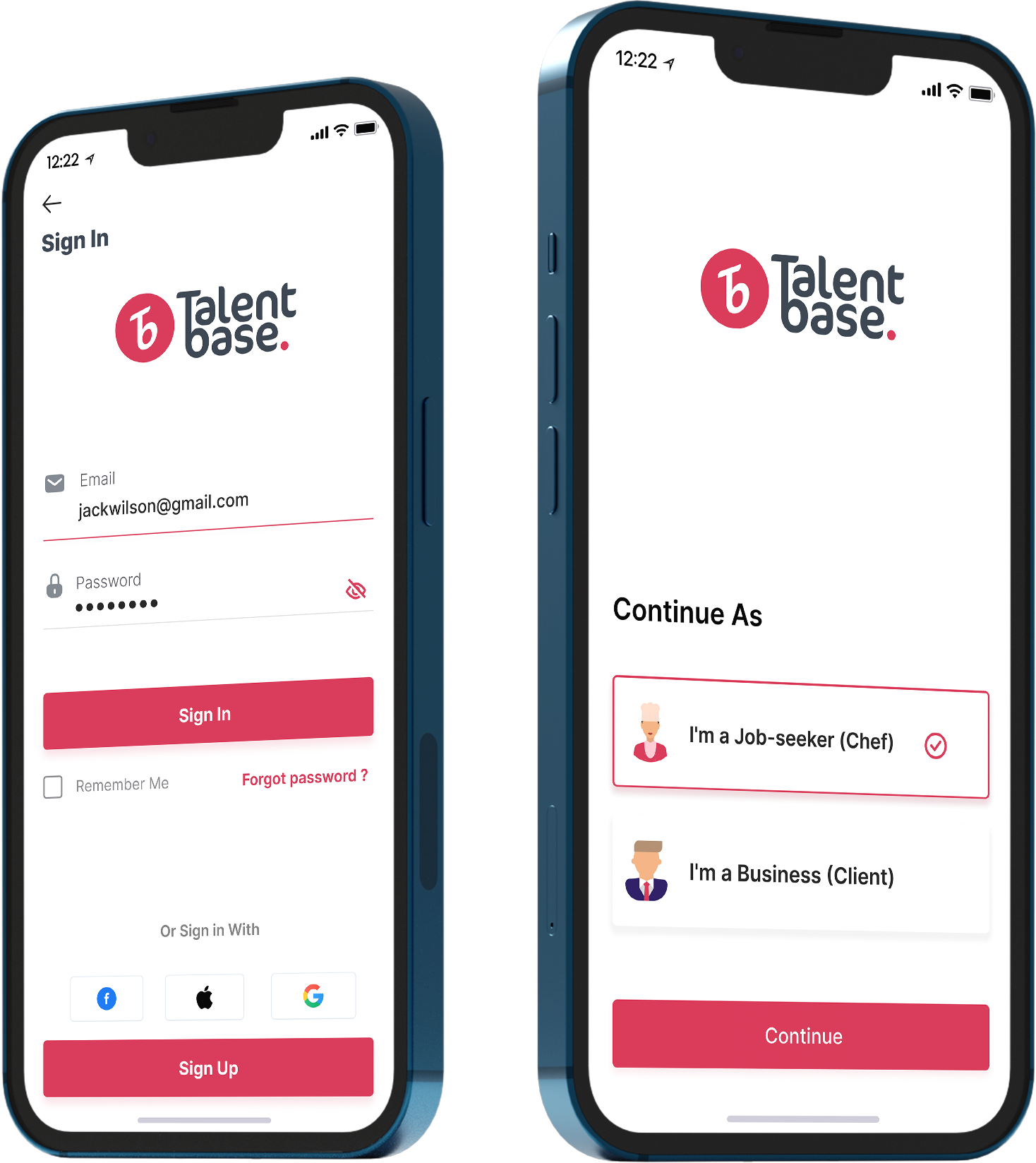 talentbase - hospitality temp chef recruitment app